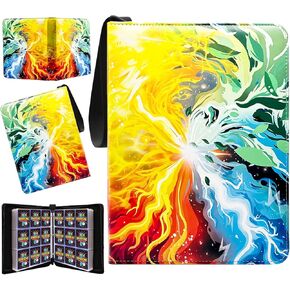 Trading Card Binder for TCG Cards, 9-Pocket Portable Card Collector Ablum Holder Book Fits 900 Cards with 50 Removable Sleeve, Waterproof BKM Card Binder Display Storage Carrying Cases for TCG-Storm1