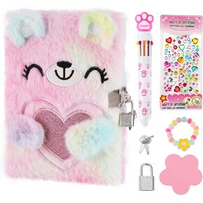 A5 Notebook Diary with Lock, Gift for 6 7 8 Years Old Girls, Cute Pink Floral Notebook Lined Journal for Girls, Secret Diary for Girls Ages 8-12 Birthday Gift for Kids (Pink Flower)