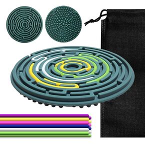 Sensory Activity Board for Kids 3 & Adults: Silicone Fidget Toys for ADHD & Autism, Calming Stress Anxiety, with Travel Bag & 12 Strings