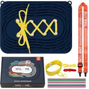 Sensory Activity Board: Silicone Fidget Toy | Shoe Tying Practice & Portable Travel Strap | Silence Stress Relief for ADHD & Autism | Anxiety Calming | Kids 3+ & Adults Ready Packaging