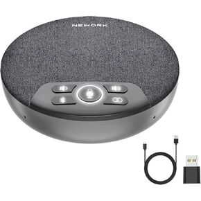 Bluetooth Conference Speakerphone with Microphone, 3 Mics with 360° Voice Pickup, 12H Call Time, Noise Reduction, USB-C Plug & Play, Portable Design, Compatible with Windows, iOS