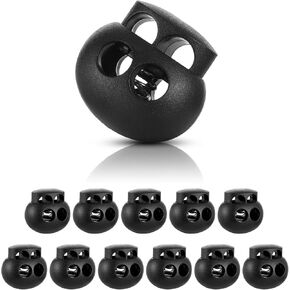 12 Pcs Cord Locks for Drawstrings, Spring Toggle Stopper, Round Plastic Shoe Lace Tie Locks for Drawstring Bags Shoelaces Backpacks