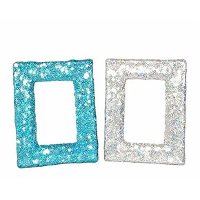 2.5x3.5 Mini picture photo frame sequin glitter bling Desk room decor pink gift birthday wedding party favor decoration reservation table (Baby Pink)