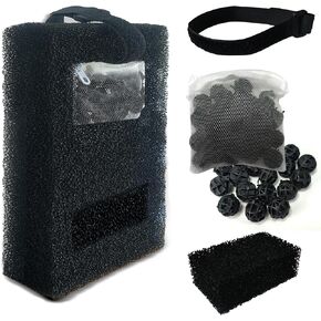 Upgraded Aquarium Filter Media Kits for Fluval SPEC 3/5 Gal, for EVO 5 Gal, for Flex 9 Gal Desktop Aquarium, A1375, Includes Carbon Filter, Foam Filters, 1 Ceramic Rings, 1 Filter Cord