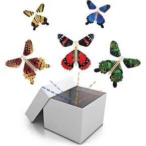 BFY Magic Flying Butterfly Wind Up Toys for Card, Gag Gifts for Kids Great Surprise Colorful Butterfly in Book Greeting Card Books for Wedding Party (5 Pcs)