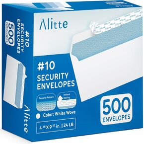 #10 Security Envelopes Letter Size Self Seal, 500 Count, Mailing Envelopes, Checks, Letters, Office Documents - Windowless, Security Tinted, Business Envelopes - White, 4-1/8" x 9-1/2"