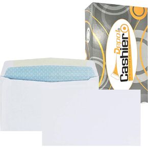500 Cashier Depot #6 3/4 Business Envelopes, 3 5/8" x 6 1/2", Sturdy 24lb. White, 500 Count (500 (Security/Tinted))