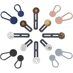 16PCS Button Extenders for Jeans, Pants Extender for Women Men, Instant Pant Waist Extenders, No-Sew Elastic Waistband Expander, Adjustable 1-1.8 Inches Jean Button Extender (Multi-Style)