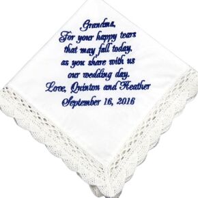 Embroidered Grandmother Gift Personalized Grandmother Handkerchief