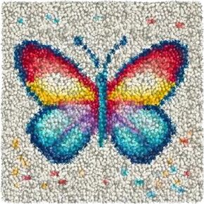 Numptain Latch Hook Kits for Kids,DIY Rug Crafts Rainbow Love Pattern Color Printed Canvas,Latch Hook Kits for Beginners Handmade Needlework Crafts Home Decoration,12"x12"