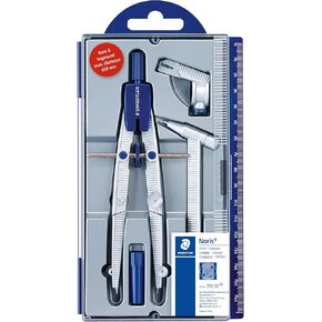 STAEDTLER 550 02 Noris School Compass with Centre Wheel, Extension Bar, Universal Adapter and Lead Box (350 mm Diameter)