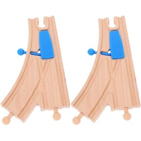 Totority 2pcs Wooden Train Track Connectors Switch Track Accessories Wooden Train Sets Compatible with Major Brands Kids' Imaginative Play