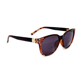 Sunset Blvd, Bifocal Sunglasses, Sun Readers Women Bling with Cooper and Light Colorado Genuine European Crystals, Black + Brown Tortoise. NY Fifth Avenue.