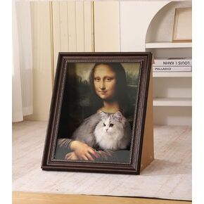 Mona Lisa Hugging Cat House -Art 4D Oil Painting Cat Frame Nest for Artist Kitten,Easy to Assemble Creative Home Decor,Vintage Art Picture Frame Cardboard Pets House & Scratchers