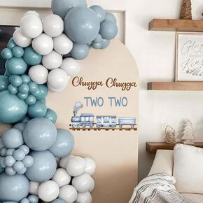 Chugga Chugga Two Two Decal -Train Theme Birthday Party Decorations Sticker, 2nd Train Birthday Decorations for Boys,Balloon Arch Decor (Chugga Two Train Blue)