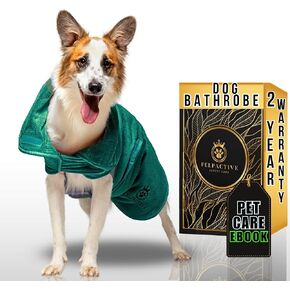 | FELPACTIVE® Super Absorbent Dog Bathrobe Double Layer Premium + EBOOK of The Secrets Your Pet Needs | Quick-Dry Luxury Microfiber | Dog Robes for After Bath | Soft & Snug Fit | Dogs Bath Supplies