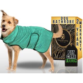 | FELPACTIVE® Super Absorbent Dog Bathrobe Double Layer Premium + EBOOK of The Secrets Your Pet Needs | Quick-Dry Luxury Microfiber | Dog Robes for After Bath | Soft & Snug Fit | Dogs Bath Supplies in Kuwait