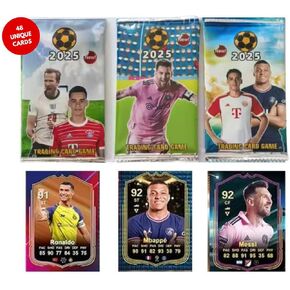 Soccer Trading Cards 2025 | 6 Packs - 48 Collectible Cards for Fans Mystery Cards Packs Contain Random Premium Cards in Each Set - Try & Collect Them All - Great Gift!