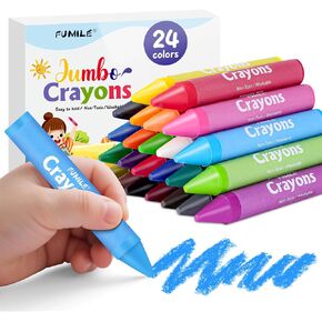24 Colors Jumbo Crayons for Toddlers 1-3.Washable,Non-Toxic Crayon for Toddlers Ages 4-8.Easy to Hold and Unbreakable Big Toddler Crayons for Toddler Coloring.Best Gift for Holiday ,Travel and Art