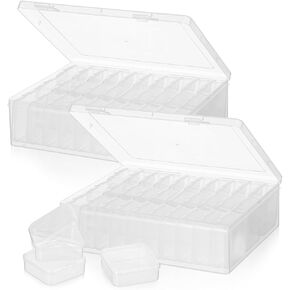 Lurrose Small Bead Organizer: 60pcs Jewelry Box - حاويات بلاستيكية صغيرة مع أغطية - تخزين فن الماس 2 مساءً - منظم تخزين الخرز
