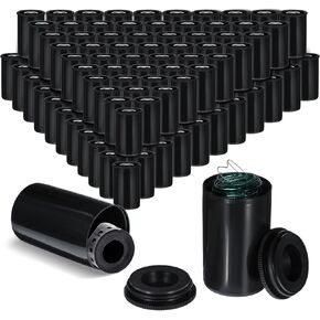 120 Pieces Film Canisters with Caps 30 mm Plastic Empty Camera Reel Storage Containers Case with Lids for Small Accessories Rockets Experiment Fish Hook Film Keys Coins Art Beads (Black)