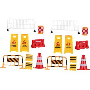 TOYANDONA 18pcs Road Sign Models Simulated Traffic Barricades and Signs Playset for Traffic Safety Education Micro Scene for Imaginative Play and Learning