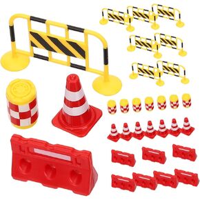 ARTIBETTER 32Pcs Miniature Traffic Signs Playset Simulation Road Sign Models for Sand Table Decor Educational Learning for Creative Play and Traffic Safety Awareness