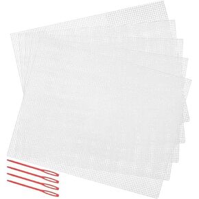 Canvas Sheets,5 Pcs Meshes Canvas Sheets Needlepoint Canvas with Weaving Needle Eye Meshes for Embroidery Crochet Project