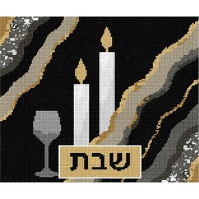 Pepita Needlepoint Canvas: Challah Cover Candlesticks Badge ، 12 "× 10"