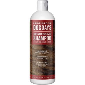 Pride and Groom DogDays Deshedding Dog Shampoo | Fast-Acting Coat Softener & Shedding Control | All-Natural Dog Wash with Essential Oils | Reduces Excess Fur & Dander for Curly & Wavy Coats – 16 oz