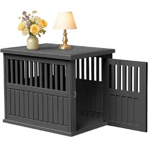 ATMLT Dog Crate Furniture for Medium Dogs,30" Dog Kennel Indoor with Lockable Latch,Modern Dog Cage End Table,Escape-Proof and Chew-Proof,Durable and Sturdy,Black