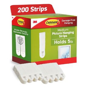 Command 10 lb Medium Picture Hanging Strips 100 Pairs (200 Command Strips), Damage-Free Hanging Picture Hangers, Great for Home Decor, White Adhesive