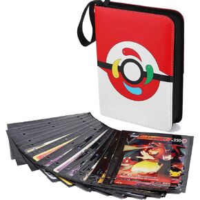 Card Binder Compatible with Pokm Jumbo Cards,100+ Pockets Hold Oversize Big Cards,3 Rings with 50 Double Side Removable Premium Sleeves-Portable & Lightweight (X-Large 5.9"x8.1")