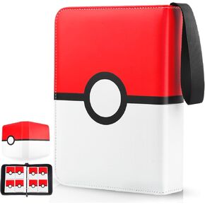 Card Binder 4-Pockets, 400 Pockets Card Holder with 50 Removable Sleeves, Large Capacity＆Waterproof Zipper Album Holder for Trading Card Collector - Red