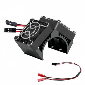 مروحة تبريد محرك مزدوجة 40 مم RC 40-42 مم متوافقة مع 1/7 1/8 ARRMA TRAXXAS RC CAR FIT 4068 4074 4082 4268 4274 Motors (Black)