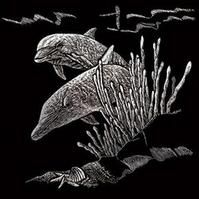 Royal Brush Silver Foil Engraving Dolphin Reef Art Mini Kit, 5" by 7"
