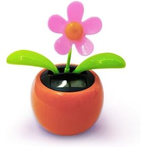 Orange Solar Dancing Flower Car Dashboard Decorations - Funny Solar Powered Dancing Flower Pot Car Ornaments Flower Swinging Toy for Car Decor, Funny Gifts, Solar Power Kits