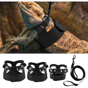 3 Pcs Bearded Dragon Harness and Leash Set, 3 Sizes Adjustable Soft Leather Lizard Harness with Leash, Small Animal Traction Rope Training Walking Vest for Bearded Dragon Lizard Squirrel in Kuwait