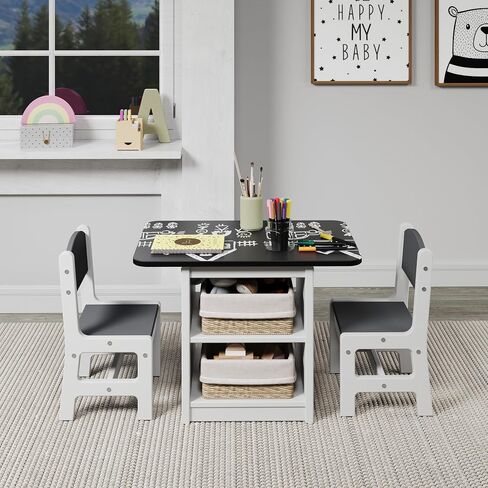 Donco Kids Art & Play Black & White Chalkboard Table مع مجموعة كرسيين in Kuwait
