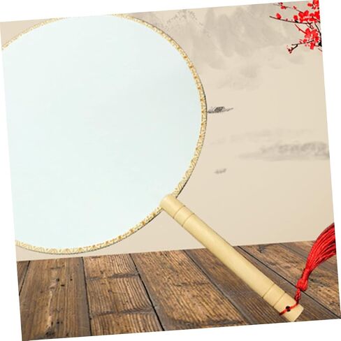 Artibetter Flant Fan للطلاء DIY والتطريز Wooden Handle Creative Craft Fan للبالغين للأصدقاء والعائلة تصميم متينة للاستخدام على المدى الطويل in Saudi Arabia