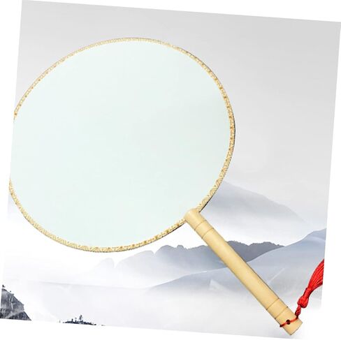Artibetter Flant Fan للطلاء DIY والتطريز Wooden Handle Creative Craft Fan للبالغين للأصدقاء والعائلة تصميم متينة للاستخدام على المدى الطويل in Saudi Arabia