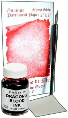 1 PC DRAGON'S BLOOD INK + DIP PEN + 2'' X 2'' SHEEPSKIN PARCHMENT PAPER SPELL WRITING KIT, 3 Piece Set in Saudi Arabia