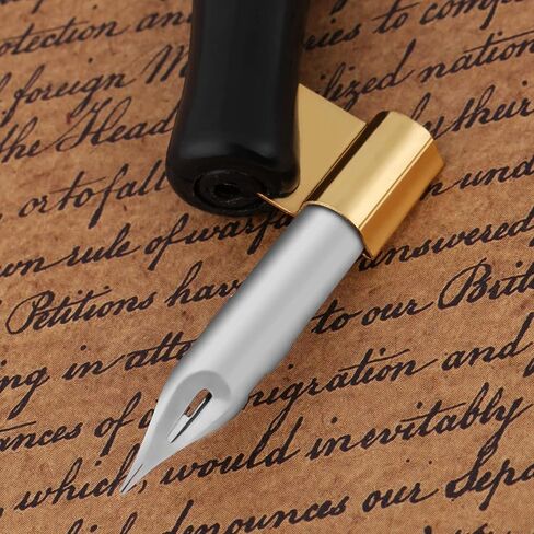 Walfront Dip Pen Handle English Calligraphy Dip Dip Pen Pen Pen حامل القوارم مع حافة معدنية قابلة للإزالة أسود in Kuwait
