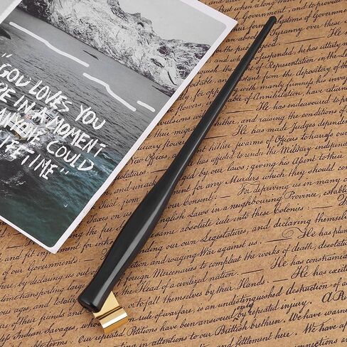 Walfront Dip Pen Handle English Calligraphy Dip Dip Pen Pen Pen حامل القوارم مع حافة معدنية قابلة للإزالة أسود in Kuwait