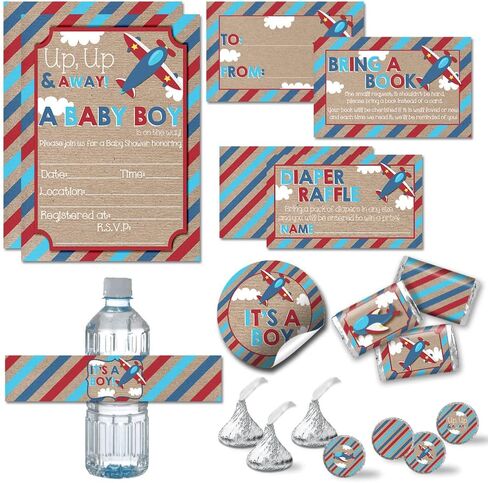 Amanda Creation Baby Under Construction Boy Baby Shower Party Bundle Includes 20 each of Invitations with Envelopes + 4 Different Sizes of Decorative Stickers, Diaper Tickets & Bring a Book Cards in Saudi Arabia