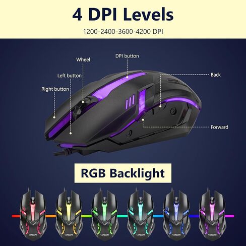 CHONCHOW 75% Mechanical Gaming Keyboard and Mouse Combo, 87 Keys TKL, Blue Switch, Mini Wired Keyboard with LED Backlit, RGB Light Up Mouse 1200-4200 DPI for Ps4 Xbox PC Laptop Mac Windows (Black-Red) in Saudi Arabia