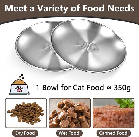 Stainless Steel Cat Dishes with Fishbone Pattern, Metal Cat Food Dishes, 6.7" Wide Whisker Friendly Cats Plates, Cute Plates with Non-Slip Pad for Indoor Cats 4 PCS in Saudi Arabia