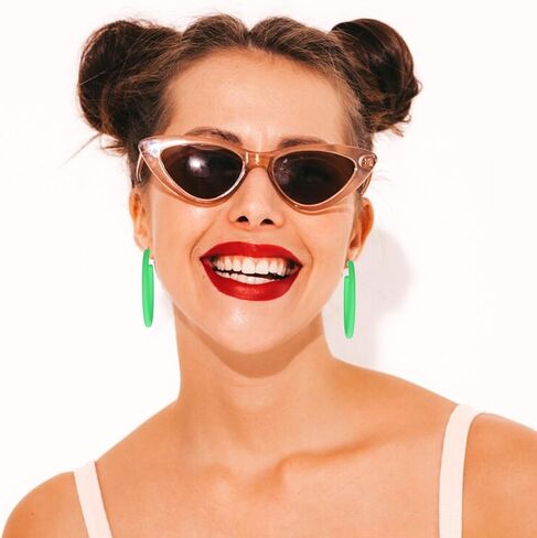 Pink Hoop Earrings Retro Neon Pink Earrings Acrylic Large Hoop Earrings 80s 90s Earrings for Women Colorful Big Hoop Statement Earring Hot Pink Lightweight Earrings for 80s Party Accessories in Saudi Arabia