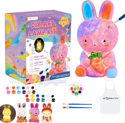 Paint Your Own Lamp kit - DIY Painting Kit, Painting Kit Arts & Crafts for Kids Ages 8-12, Art Supplies Birthday Easter Party Holiday Gift, Girls Boy Gift Ages 3 4 5 6 7 8 9 10 11 12+ (Rabbit) in Saudi Arabia