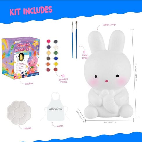 Paint Your Own Lamp kit - DIY Painting Kit, Painting Kit Arts & Crafts for Kids Ages 8-12, Art Supplies Birthday Easter Party Holiday Gift, Girls Boy Gift Ages 3 4 5 6 7 8 9 10 11 12+ (Rabbit) in Saudi Arabia